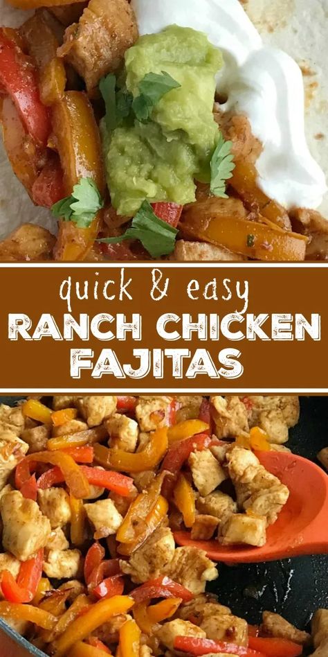 Skillet Ranch Chicken Fajitas | Together as Family Recipes Potato, Chicken Ranch, Easy Skillet Meals, Pan Chicken Fajitas, Seasoned Chicken, One Pan Chicken, Recipes Soup, Recipes Casserole, Recipes Pasta