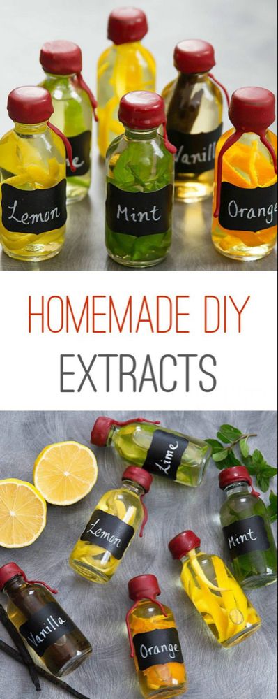 Homemade DIY Extracts. Easy to make your own at home and fun to gift! Diy Extracts, Joululahjat Diy, Homemade Spices, Homemade Seasonings, Homemade Diy, Aioli, Canning Recipes, Food Gifts, Relish