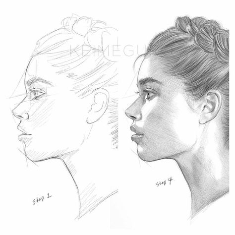 Eyes From The Side, Profile Study, Drawing Manga, Portrait Tutorial, Drawing Eyes, Face Sketch, Side Profile, A Level Art, Instagram Art