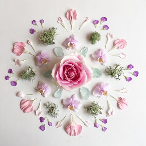 I made a mandala DIY for the @urbanoutfitters blog! Sea glass, lichen, and soft pinks and purples are so pretty together! Nature Mandala, Floral Styling, Deco Nature, Texture Photography, Mandalas Design, No Rain, Flower Petal, Sun Rays, Arte Floral