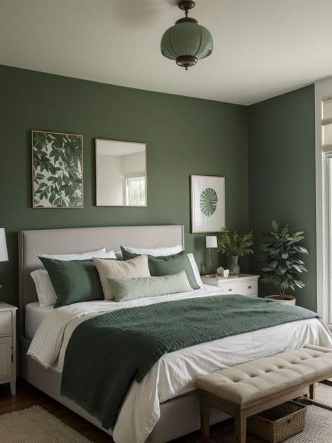 Green Room Ideas Bedroom, Green Bedroom Walls, Green Bedroom Decor, Sage Green Bedroom, Green Bedroom, Green Walls, Redecorate Bedroom, Green Rooms, Bedroom Green