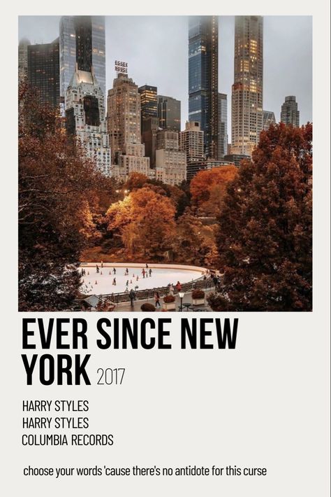 Ever since New York harry styles poster New York Central Park fall Ever Since New York Poster Harry Styles, Harry Styles Ever Since New York, Alternative Minimalist Album Covers Harry Styles, Ever Since New York Harry Styles, Ever Since New York Poster, Harry Styles Minimalist Poster, Music Polaroid, Ever Since New York, Songs Poster