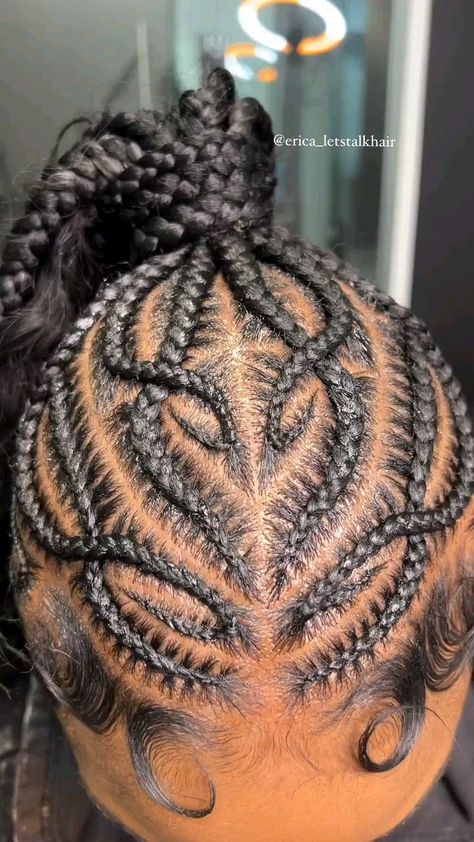 Cornrows Into Pigtails, Cornrow Side Ponytail, Large Feedin Braids Ponytail, Braid Patterns Cornrow, Feed In Braids Ponytail Design, Updo Stitch Braid Hairstyles, Feed In Space Buns, Stitch Braids With Ponytail Weave, Cornrow In One Hairstyles