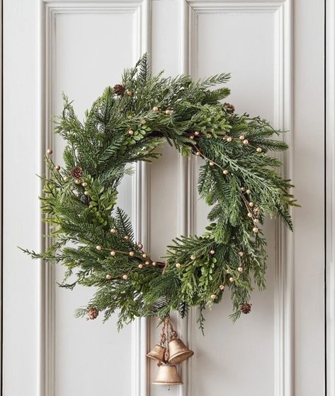 Birch Christmas Tree, Pine Christmas Wreath, Wreath Inside, Antique Bell, Foliage Wreath, Christmas Decorations Wreaths, Festive Wreath, Advent Wreath, Wreaths And Garlands