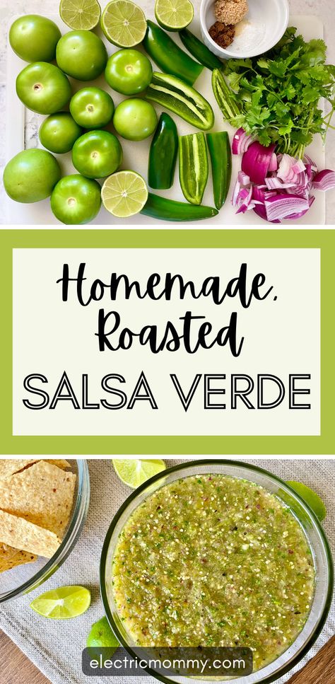 Roasted Salsa Verde Recipe, Roasted Salsa Verde, Simple Sauces, Green Salsa Recipe, Roasted Salsa, Homemade Salsa Verde, Salsa Verde Recipe, Verde Sauce, Salsa Guacamole