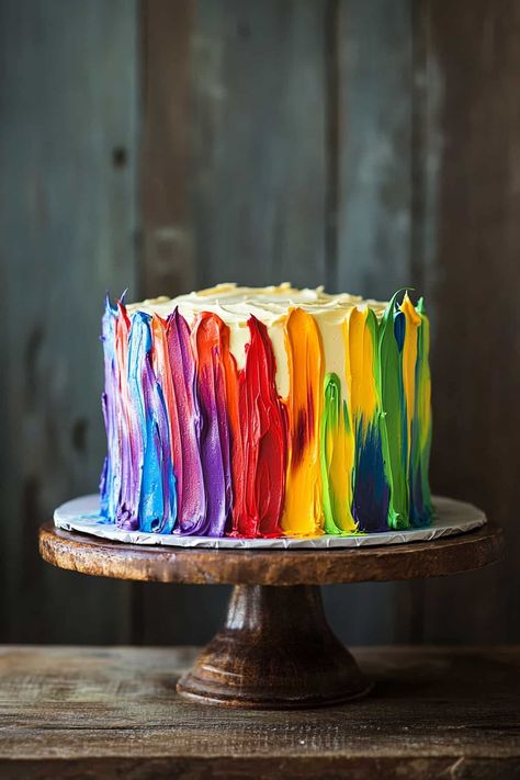 Looking for Rainbow Cake Ideas? These imaginative cakes turn your dessert into a masterpiece of edible art. Art Bday Cake, Artist Cake Birthday, Artsy Cake, Art Cake Ideas, Unique Birthday Cake Ideas, Rainbow Swirl Cake, Crayon Cake, Rainbow Cake Ideas, Art Party Cakes