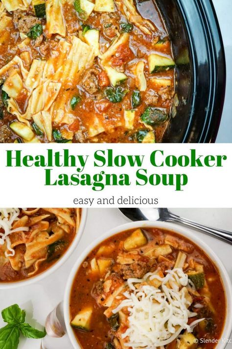 Slow Cooker Lasagna Soup, Lasagna Soup Crockpot, Lasagna Soup Recipe, Slender Kitchen, Comfort Soup Recipes, Crockpot Lasagna, Slow Cooker Lasagna, Classic Lasagna, Healthy Version