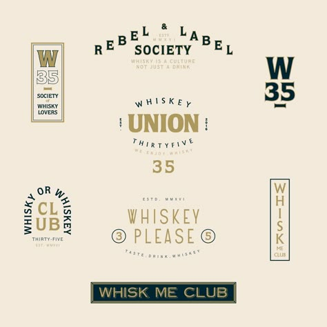 Whiskey & Whisky - Branding Logos Whiskey Logo Design, Speakeasy Logo, Speakeasy Branding, Whisky Branding, Whiskey Branding, Whiskey Label Design, Liquor Logo, Whisky Logo, Whiskey Logo