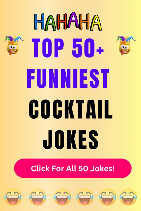 Check Out The Top 50+ Funny Cocktail Jokes And Puns. Click For All 50+ Hilarious Cocktail Jokes! Cocktail Jokes, Gin Jokes, Cocktail Puns, Vegetable Cocktails, Party Jokes, Funny Cocktails, Bartender Memes Humor, Funny Drinking Memes, Strawberry Cocktails