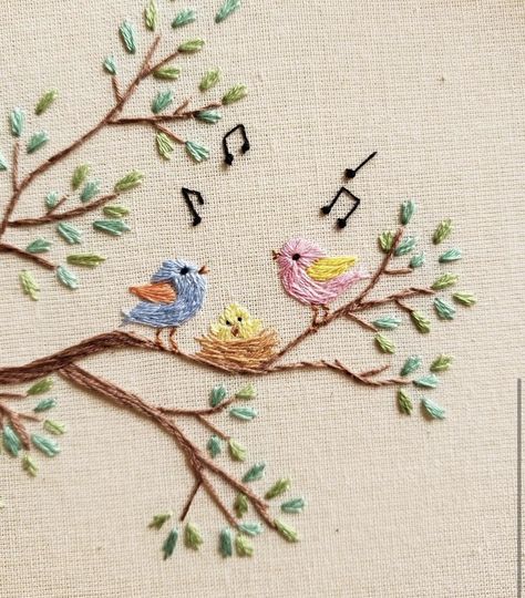 Embroidery Stitches Beginner, Birds Embroidery Designs, Hand Embroidery Patterns Flowers, Embroidery Stitches Tutorial, Hand Embroidery Projects, Hand Embroidery Flowers, Bird Embroidery, Embroidery Patterns Vintage, Embroidery Flowers Pattern