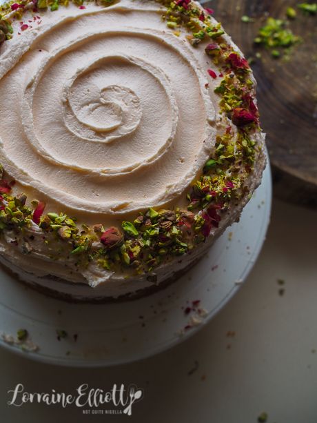 Persian Love Cake: Almond and Cardamom Scented Cake with Rosewater Buttercream Rose Cardamom Cake, Persian Cake, Persian Love Cake, Cake Almond, Rose Syrup, Cardamom Cake, Syrup Cake, Edible Roses, Rose Flavored