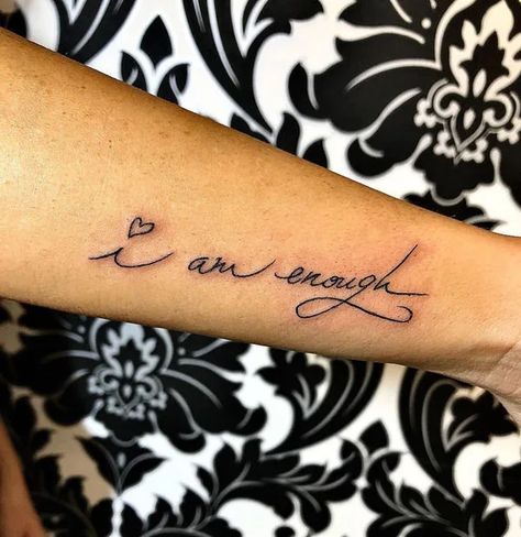 112 Energetic “I Am Enough” Tattoos To Fight Back Against Self Doubt I Am Enough Tattoos For Women With Flowers, Enough As I Am Tattoo, Lotus Flower I Am Enough Tattoo, I Am Enough Bible Tattoo, I Am Worthy Tattoos For Women, I Am Enough Quotes Tattoo With Flower, More Than Enough Tattoo, Im Enough Tattoo, Worthy Tattoos For Women