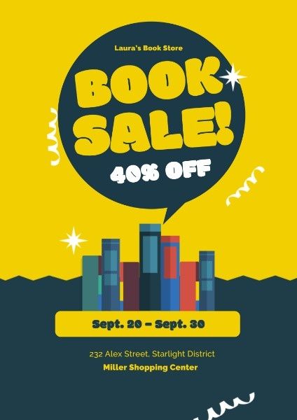 How to design book sales poster with a big discount! Book Sale Poster Design, Sales Poster, Sales Template, Classroom Management Techniques, Back To School Sale, Book Cover Design Inspiration, Ad Poster, Back To School Hacks, Back To School Crafts