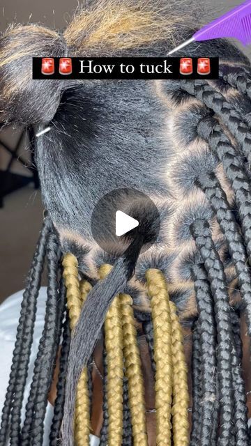 Tameeka Robertson on Instagram: "🚨TO TUCK OR NOT TO TUCK.. THAT IS THE QUESTION 🚨 . . Heyyyyy Friendsssss!!! Have you ever had a question about how to tuck when doing Box braids? Well.. here is a mini tutorial to help you along the way. Drop a 👍🏽 in the comments if this was helpful! . . Make sure that your clients real hair is behind/under the braiding hair at all times. Comb/use product when needed. . . Do you automatically tuck or is it upon request only? Are we looking or booking? . . #hair #hairstyles #braids #braidstyles #boxbraids #boxbraidstyles #howto #howtobraid #braidclass #braidclasses #braidtutorial #braidtutorials #scbraider #atlbraider #charlottebraider" How To Twist With Braiding Hair, Taking Down Box Braids, How Box Braids Tutorials, Adding Weave To Braids, How To Add Hair To Box Braids, How To Tuck Braiding Hair, How To Box Braids, Block Braid Hairstyles, Different Box Braids