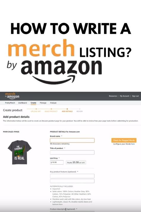 Write A Merch By Amazon Listing Starting A Tshirt Business, Merch By Amazon, Earn Money Online Fast, Tshirt Business, Best T Shirt Designs, Amazon Merch, Sales Image, I Will Show You, Sell On Amazon