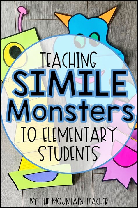 Are you looking for a fun way to teach students similes? Simile monsters are an easy, exciting way to get your students to practice figurative language in 1st, 2nd, 3rd or 4th grade classrooms. This activity can be stretched out over a week, or can be taught in one day. Students will walk through the writing process by planning, drafting, revising, editing and publishing their writing into a fun and colorful craft. It makes a great bulletin board as well! Simile Anchor Chart, Similes And Metaphors Activities, Similes Activities, Teaching Similes, Simile Lesson, Simile Activities, Authors Craft, Metaphor Activities, Simile Poems