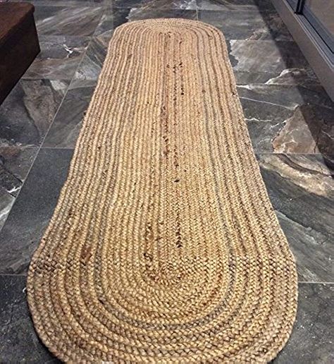 Eco friendly Oval Braided Natural Jute Gold Handmade 100% Jute Fair Trade Reversible Washable Dhurrie Rugs Many Sizes (XL Runner 76x243cm - (2'7x8')) : Amazon.co.uk: Home & Kitchen Large Jute Rug, Oval Braided Rug, Outdoor Jute Rug, Oval Braided Rugs, Sisal Runner, Mobile Home Ideas, Jute Runner, Hall Runner, Ethnic Decor