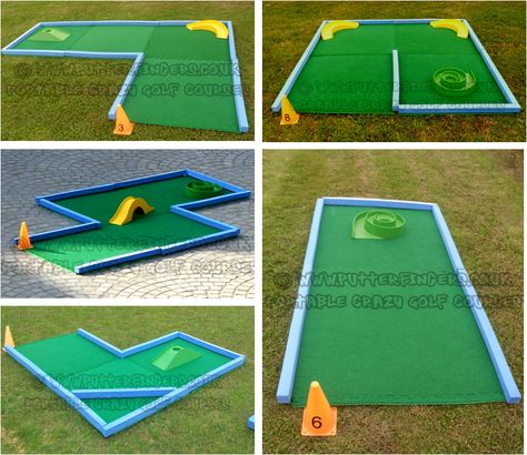 Diy Put Put Golf, Diy Put Put Course, At Home Putt Putt Course, Diy Crazy Golf, Golf Activities For Kids, Diy Minigolf, Diy Putt Putt Golf Course, Diy Mini Golf Course Ideas, Mini Golf Course Diy