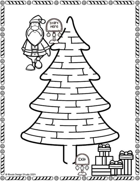 Bring holiday cheer to learning time with these Christmas mazes! Kids will enjoy solving each maze including the Christmas tree maze and coloring the festive designs along the way. Save this pin to keep fun, printable Christmas activities on hand all season long. Christmas Mazes For Kids Free Printables, Sunday School Coloring Sheets, Christmas Maze, Dinosaur Activities Preschool, Printable Mazes, Activity Workbook, Lego Christmas, Mazes For Kids, Maze Puzzles