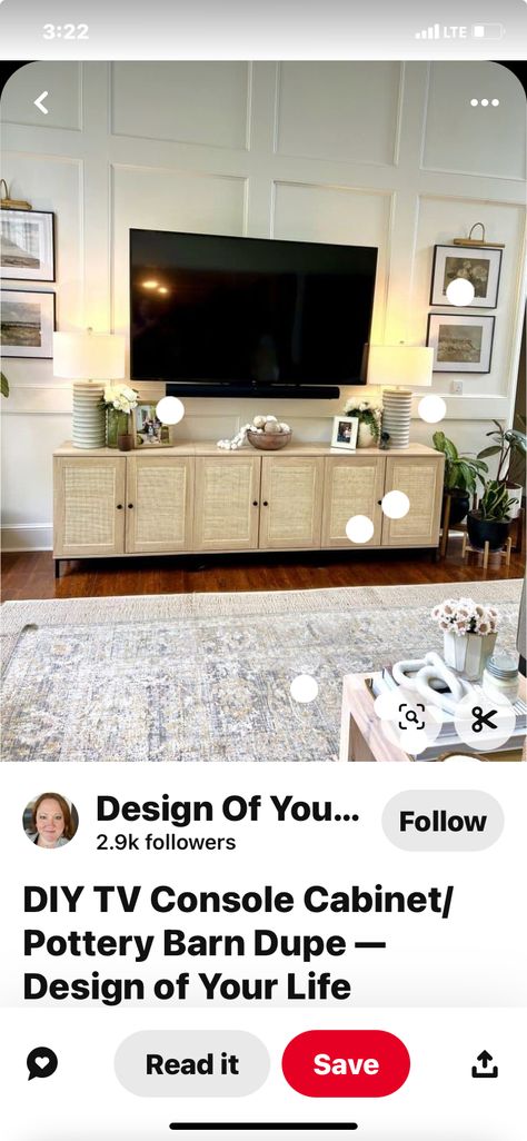 Tv Console Cabinet, Diy Tv, Tv Console, Pottery Barn, New Homes, Living Room, Design