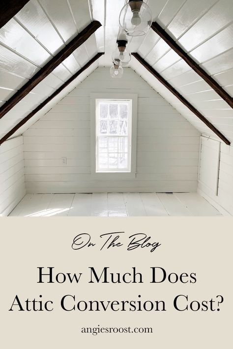 Have you ever considered converting your attic into a functional space? Attic conversions are a great way to add value and square footage to your home. The cost of an attic conversion, however, can vary greatly depending on the size of your attic, the materials used, and the type of conversion you want. On our blog, we break down the costs of finishing our unfinished attic. Diy Attic Remodel On A Budget, Two Bedroom Attic Plans Layout, Diy Attic Flooring, Cape Cod Attic Remodel, Attic Conversion Storage, Attic Into Master Suite, Attic Renovation Ideas Bedroom, Bungalow Attic Conversion Ideas, Convert Small Attic Space