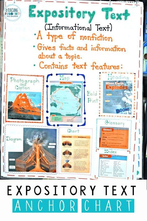 Teaching nonfiction text features in reading...This expository nonfiction anchor chart helps students learn about text features in nonfiction texts. Expository Text Anchor Chart, Expository Writing Anchor Chart, Text Features Anchor Chart, Informational Text Anchor Chart, Nonfiction Anchor Chart, Teaching Nonfiction Text Features, Reading Anchor Chart, Text Feature Anchor Chart, Nonfiction Text Features Anchor Chart