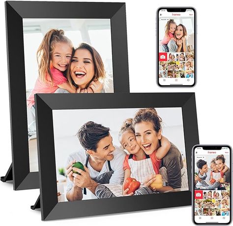 One of my personal favorite new items that I've seen recently! Upload pictures from your phone right to the frame! Wifi Picture, Electronic Picture Frame, Digital Picture Frames, Digital Picture Frame, Traditional Photo, Fisher Paykel, Ios Phone, Frame Stand, Photo Picture Frames