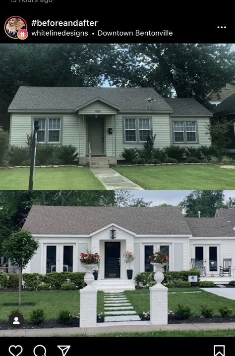 Ugly House Makeover Exterior, Flipped Houses, Restored Homes, Yard Before And After, Fixer Upper Homes, Ranch House Remodel, House Makeovers, House Before And After, Ranch Remodel