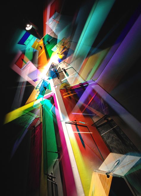 Stephen Knapp's colorful "lightpaintings" refract white light, turning it into beautiful wall installations. Stephen Knapp, Lighting Painting, Traditional Media, Lights Artist, Art Medium, Light Sculpture, August 27, April 22, Light Installation