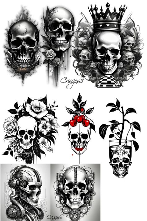 custom tattoo, skull tattoo, tattoo design, tattoos Unique Skull Tattoos, Skull Tattoos For Men, Masculine Tattoos, Skull Designs, Skulls Drawing, Logo T Shirts, Skull Tattoo Design, Unique Tattoo, Logo T