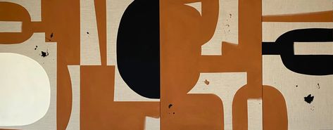 Liza Giles, Raw Sienna Triptych (Composition I), 2022 | Flowers Gallery Abstract Triptych, Raw Sienna, Canvas Mixed Media, Art Painting Abstract, London Artist, Female Artist, Light And Space, Black Abstract, British Artist