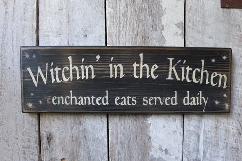 Witchy Kitchen, Primitive Wood Signs, Boho Dorm, Pagan Decor, Wiccan Decor, Witchy Crafts, Kitchen Sign, Primitive Kitchen, Hippie Decor