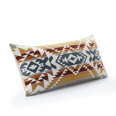 Add a dynamic touch to any space with this decorative pillow printed with 's Bridge Creek pattern on the front. Zippered cover; insert included. | Pendleton Bridge Creek Embroidered Hug Pillow Tan 14 | 14" H X 14" W X 3" D | Wayfair Pendleton Bedroom, Pendleton Pillow, Pendleton Blanket, Hug Pillow, Bedroom Cabin, Ideas For Decorating, Room Ambiance, Facebook Photos, Western Decor