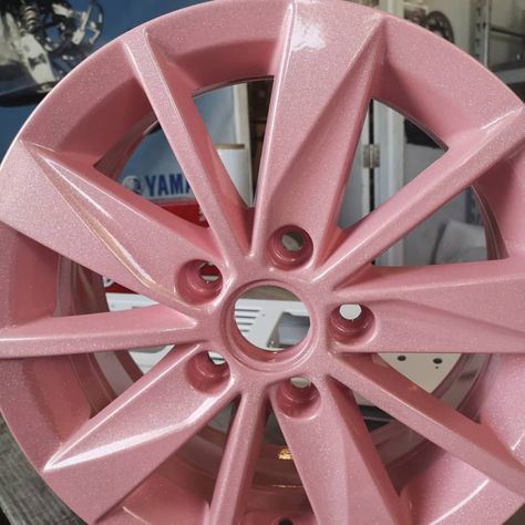 Sparkle pink rims just out of the oven! #gorillacoatings, #gorillacoatingsbarrie, # #rims, #powdercoating, #happycustomers,… Pink Rims White Car, Girly Car Rims, Cute Car Rims, Hello Kitty Car Accessories, Aesthetic Car Accessories, Kawaii Car, Pink Wheels, Pink Cars, Pink Car Accessories