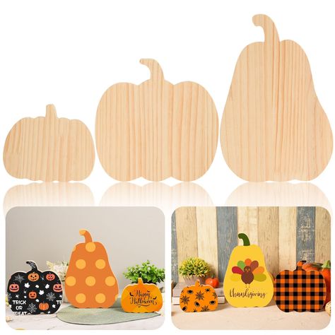 PRICES MAY VARY. Unfinished Pumpkin Wooden Cutouts:You will get 3 pieces of unfinished pumpkin wooden cutouts in 3 various styles,1 pcs of each style, the sizes are 15 x 13 cm/5.91 x 5.12 inches, 20.3 x 20.3 cm/7.99 x 7.99 inches and 30.5 x 20.6 cm/12 x 8.11 inches, the different pumpkin shape and proper size is ideal for DIY crafts and making fall festival decorations Reliable Wooden Material:The fall pumpkin wooden cutouts are made from 1.5 cm/0.59 inches thick pine wood, sturdy and not easy t Wooden Pumpkin Crafts For Kids, Pumpkin Wood Cutouts, Painted Wooden Pumpkins, Pumpkin Wood Crafts Michaels Stores, Diy Crafts Halloween, Pumpkin Shaped Signs Wooden, Fall Festival Decorations, Pallet Pumpkin, Pumpkin Shaped Wood Sign