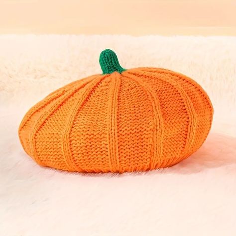 Halloween Warm Pumpkin Hat Creative Windproof Fashion Bud - Temu Pumpkin Beret, Crochet Pumpkin Hat, Christmas Party Hats, Artist Hat, Knitted Hats Kids, Party Photoshoot, Knitted Beret, Pumpkin Hat, Pumpkin Costume