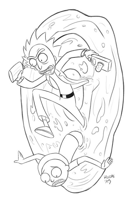 Rick And Morty Coloring Pages, Rick And Morty Coloring, Half Sleeve Tattoos Sketches, Rick And Morty Tattoo, Rick And Morty Drawing, Cool Tattoo Drawings, Tattoo Outline Drawing, Dark Fantasy Artwork, Art Sketches Doodles