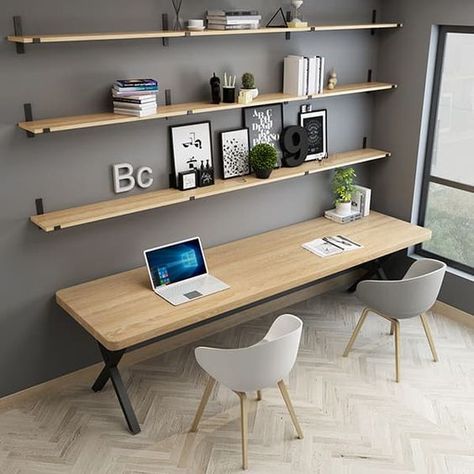 Nine Work From Home Desk Ideas & Design Inspirations - Hardwood Reflections Modern Home Offices, Small Home Offices, Study Room Decor, Home Office Setup, Wooden Desk, Home Office Space, Work Desk, Home Desk, Desk Design