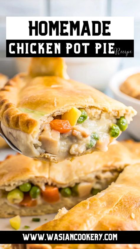 Easy Chicken Pot Pie Recipe - Wasian Cookery Easy Homemade Chicken Pot Pie, Homemade Chicken Pot Pie Recipe, Homemade Pot Pie, Classic Chicken Pot Pie, Easy Chicken Pot Pie Recipe, Best Chicken Pot Pie, Chicken Pot Pie Filling, Homemade Chicken Pot Pie, Pot Pie Filling