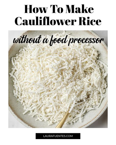 Learn how to make cauliflower rice without a food processor. Instead, I show you how to use a cheese grater to create the perfect riced cauliflower. Plain Fried Rice, Making Cauliflower Rice, Make Cauliflower Rice, Cauliflower Rice Easy, Butternut Squash Sweet, Parmesan Roasted Broccoli, Cauliflower Rice Recipe, Chicken And Sausage Jambalaya, Low Carb Side