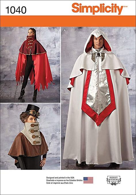 Simplicity Patterns Costumes, Cloak Pattern, Mens Cape, Cape Pattern Sewing, Cape Costume, Costume Sewing Patterns, Larp Costume, Hooded Cape, Discount Dance