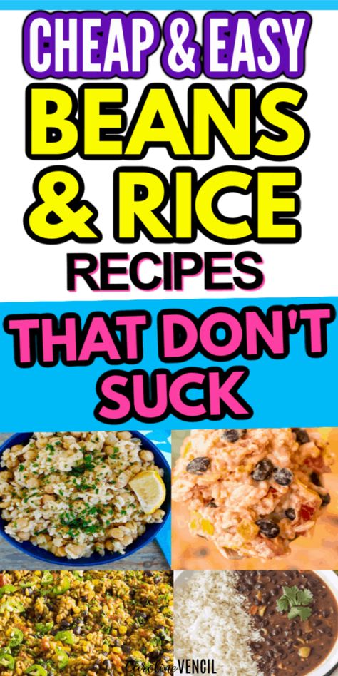 Easy Beans And Rice, Beans And Rice Recipes, Dinner Ideas On A Budget, Easy Beans, Easy Bean Recipes, Dry Beans Recipe, Delicious Dinner Ideas, Cheap Dinner Ideas, Cheap Meal Plans