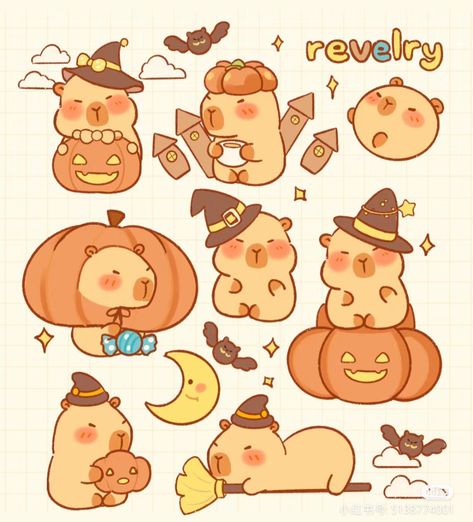 Capybara Drawing Art, Capybara Cute Drawing, Capybara Doodle, Cute Capybara Drawing, Kawaii Halloween Art, Halloween Capybara, Capybara Drawing, Capybara Halloween, Capybara Art