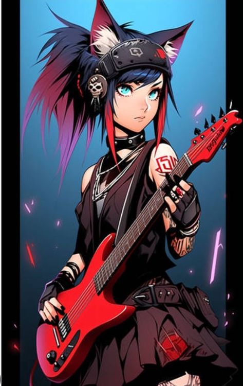 Ai needs to stop who's with me? Punk Anime Female, Punk Rock Anime, Punk Rocker Character Art, Punk Girl Drawing, Rock In Roll, Punk Anime, Punk Cats, Girl Punk, Mother Daughter Relationships