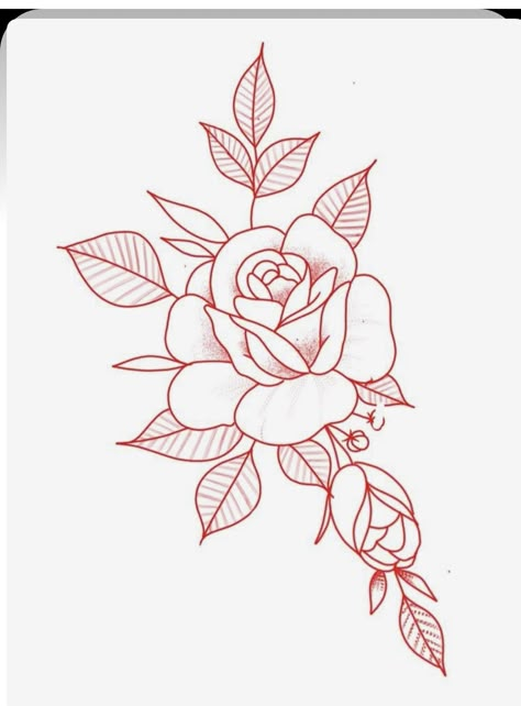 Simple Roses Drawing, Rose Simple Drawing, Rose Tattoo Design Outline, Simple Flower Tattoo Outline, Simple Tattoo Outlines, Rose Stencils, Rose Outline Drawing, Rose Drawing Simple, Old School Rose