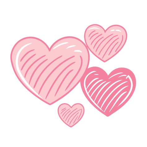 Pink Valentine Hearts Vector Vector Free Png, Cheerful Illustration, Valentines Clipart, Valentine Doodle, Heart Doodle, Valentines Day Clipart, Heart Printable, Heart Outline, Valentine Hearts