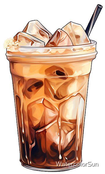 a refreshing watercolor tribute to the joy of iced coffee Iced Coffee Design, Gold Coffee, Coffee Inspiration, Drinks Painting, Drawing Coffee, Iced Coffee Drawing, Ice Coffee Illustration, Iced Coffee Background, Ice Coffee Background