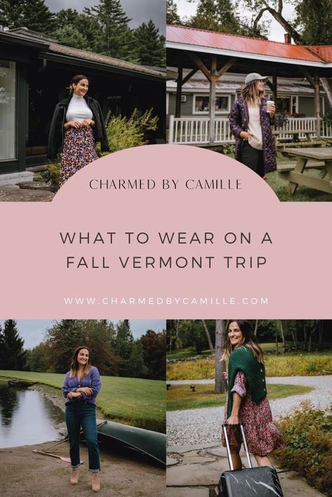 Planning your next fall vacation? Today Charmed By Camille is sharing 7 different outfits she wore while on her recent trip to Vermont! From cozy sweater outfits to maxi skirts and elevated outfits, find all the outfit inspiration you need for this fall! Cozy Sweater Outfits, Vermont Trip, Elevated Outfits, Cozy Sweaters Outfits, Fall Vacation, Outfit Inspiration Women, Fall Vacations, Outfit For Travel, Blogger Outfits