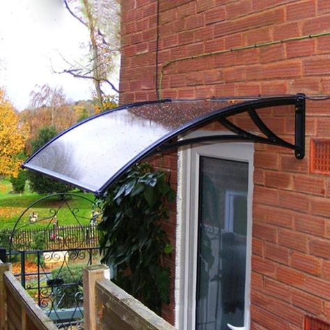 Front Porch Canopy Ideas, Window Rain Protection Ideas, Patio Door Canopy Ideas, Rain Cover For Patio, Door Protection From Rain, Door Porch Canopy, Apex Door Canopy, Balcony Canopy, Metal Door Canopy