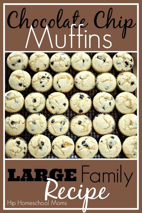 Big Batch Desserts, Chocolate Chip Muffin Recipe, Ideas For Breakfast, Breakfast For A Crowd, Homemade Chocolate Chips, Large Family Meals, Filled Muffins, Large Families, Cooking For A Crowd